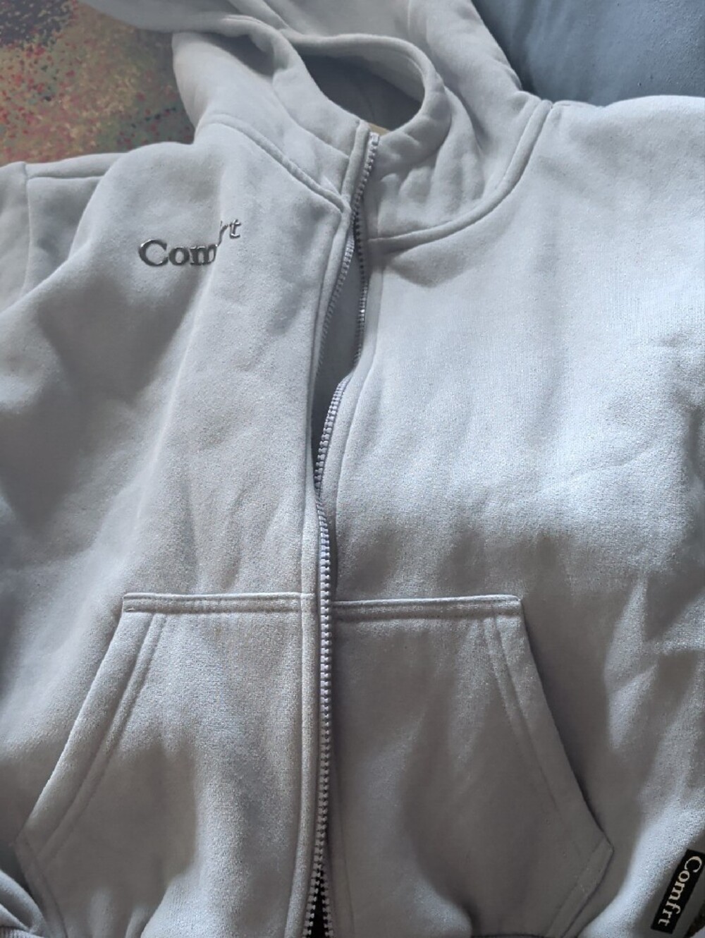 Comfrt Kids Matching Set in Light Blue Zip Up Hoodie And Joggers - Kid Size L - Picture 3 of 9